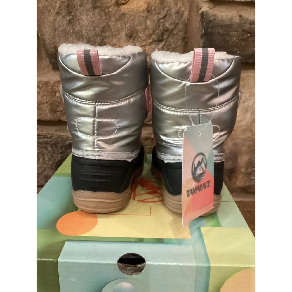 Tamarack Toddler Silver Pink Metallic Insulated Snow Boots Size 9 NEW